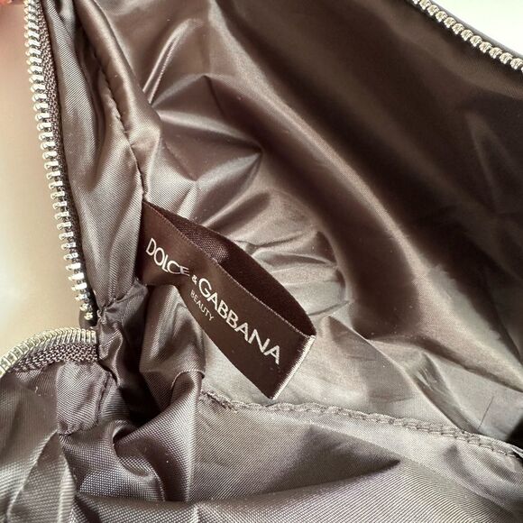Dolce & Gabbana Beauty Cosmetic Toiletry Bag Brown Dual Zipper 2 Compartments - Picture 4 of 10